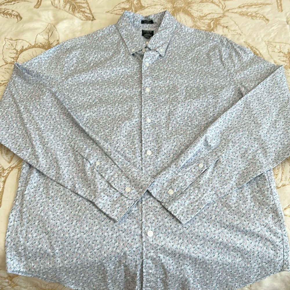NWT J.Crew Flex Washed Floral Casual Button Down Shirt Men's Large - Picture 2 of 6